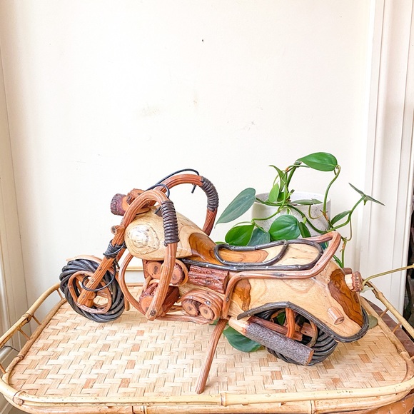 SOLD Boho Rattan Motorcycle - Picture 2 of 5